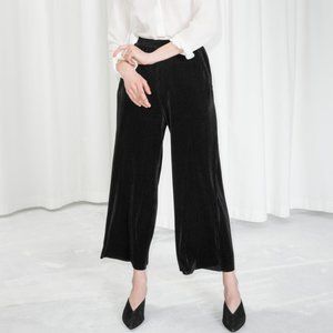 & other stories metallic pleated pants